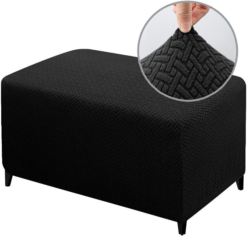 Jacauard Ottoman Chair Cover Elastic Footstool Slipcover All-inclusive Rectangle Footrest Cover Foot Stool Protector Living Room - Image 17