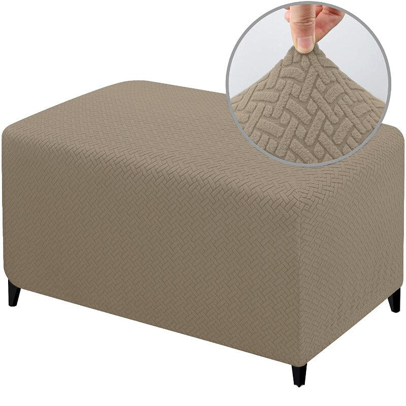 Jacauard Ottoman Chair Cover Elastic Footstool Slipcover All-inclusive Rectangle Footrest Cover Foot Stool Protector Living Room - Image 6