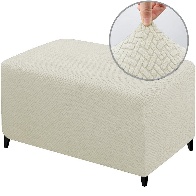 Jacauard Ottoman Chair Cover Elastic Footstool Slipcover All-inclusive Rectangle Footrest Cover Foot Stool Protector Living Room - Image 8