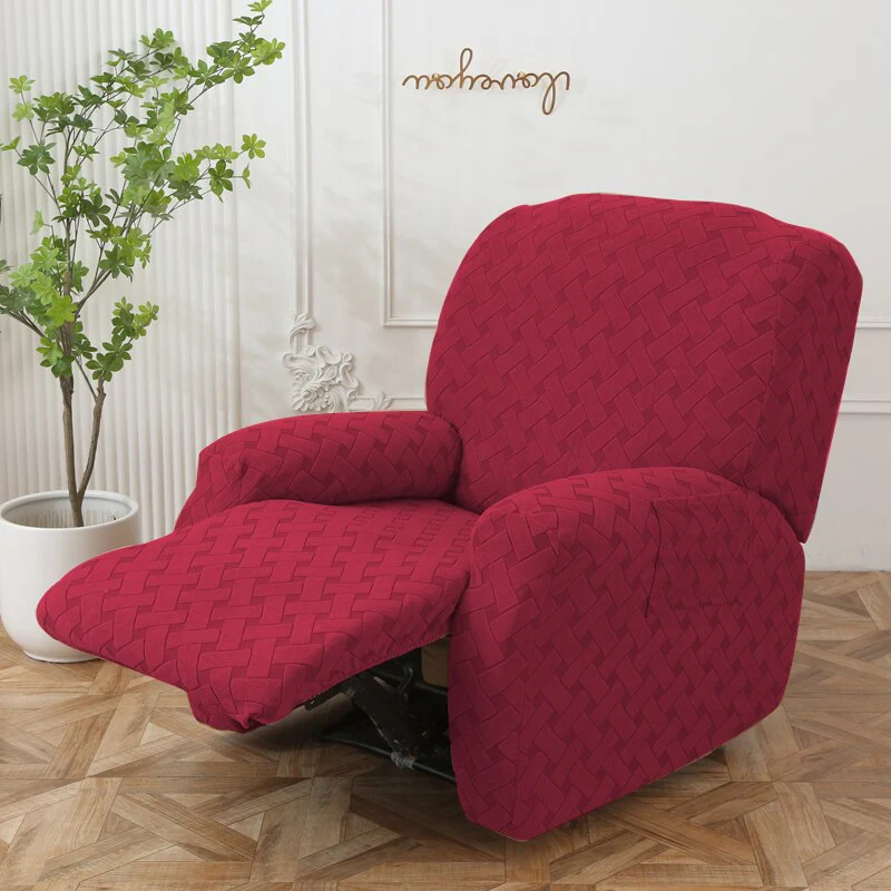 Jacquard Recliner Chair Cover Plaid Elastic Relax Armchair Couch Slipcover Non-Slip Spandex Furniture Protector for Living Room - Image 12