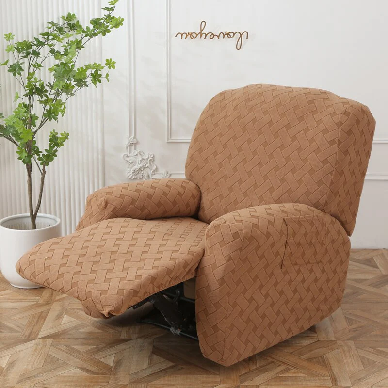 Jacquard Recliner Chair Cover Plaid Elastic Relax Armchair Couch Slipcover Non-Slip Spandex Furniture Protector for Living Room - Image 3
