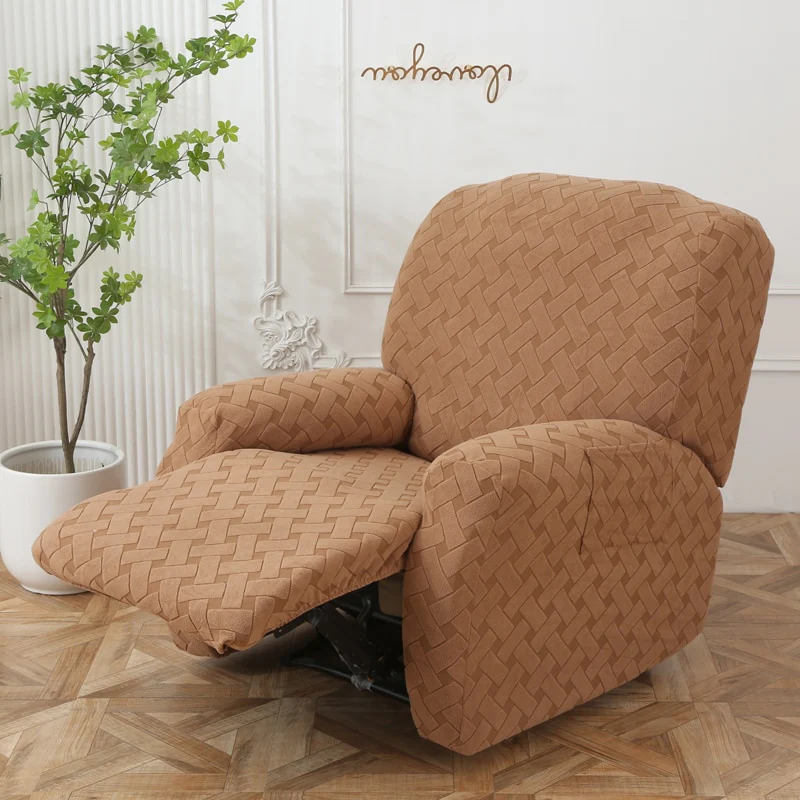 Jacquard Recliner Chair Cover Plaid Elastic Relax Armchair Couch Slipcover Non-Slip Spandex Furniture Protector for Living Room - Image 8