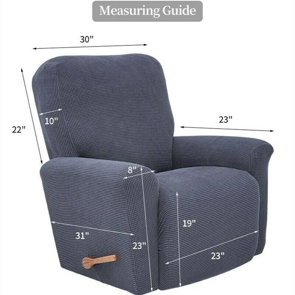 Jacquard  Recliner Covers European Style Recliner Stretch Sofa Cover Charcoal Thickened Fleece Recliner Protection Pad Non-slip Furniture Cover - Image 4