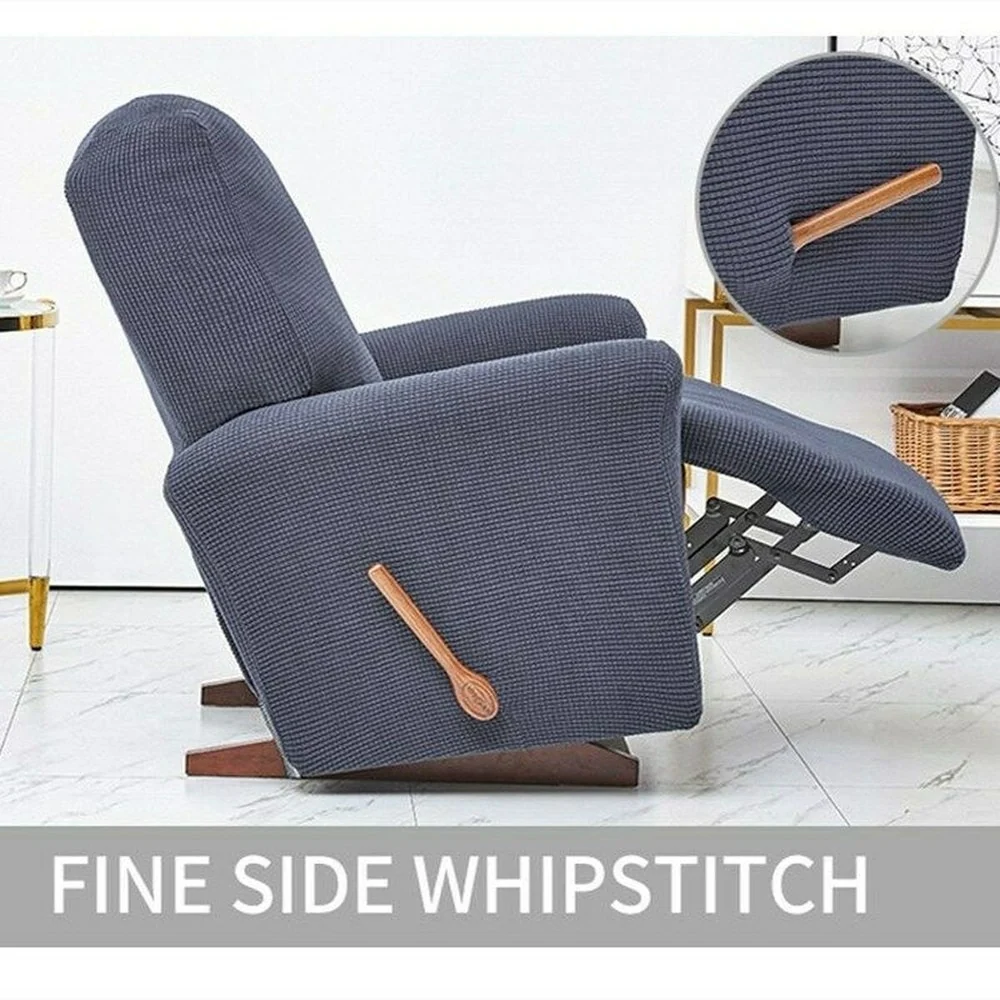 Jacquard  Recliner Covers European Style Recliner Stretch Sofa Cover Charcoal Thickened Fleece Recliner Protection Pad Non-slip Furniture Cover - Image 5