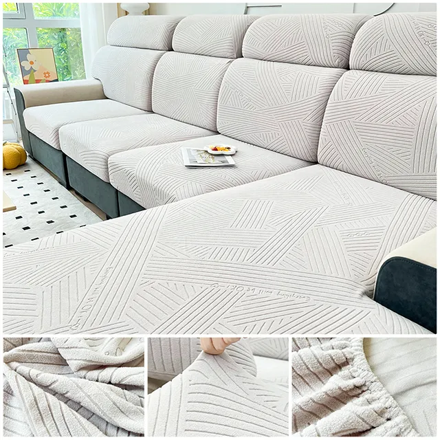Jacquard Sofa Seat Cover Adjustable Removable Sofa Seat Cushion Cover Polar Fleece Stretch Washable L Shape Corner Sofa Slipcovers - Image 10