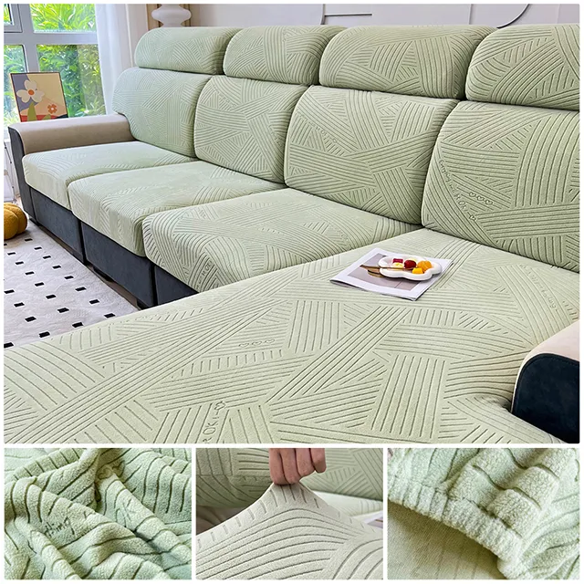 Jacquard Sofa Seat Cover Adjustable Removable Sofa Seat Cushion Cover Polar Fleece Stretch Washable L Shape Corner Sofa Slipcovers - Image 11