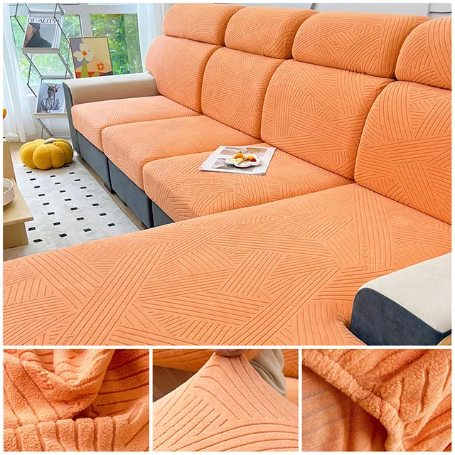 Jacquard Sofa Seat Cover Adjustable Removable Sofa Seat Cushion Cover Polar Fleece Stretch Washable L Shape Corner Sofa Slipcovers - Image 12