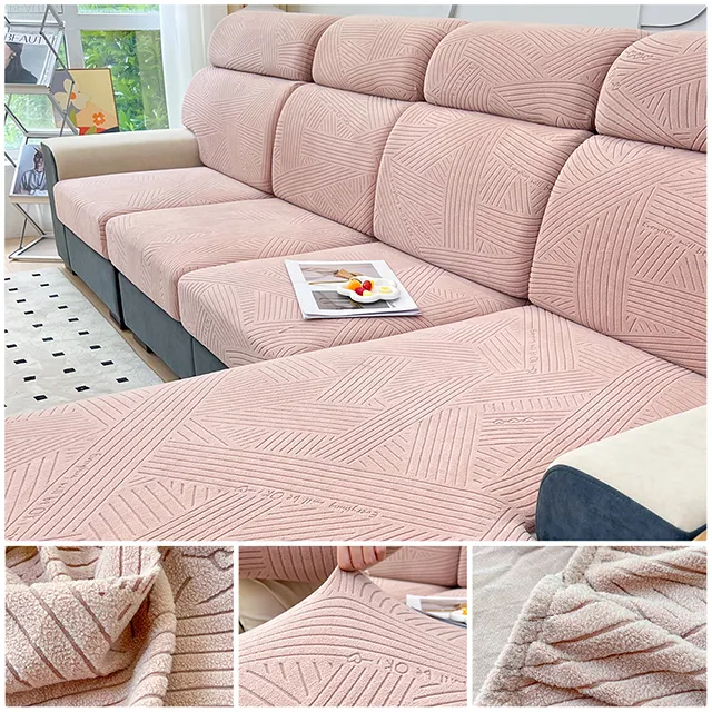 Jacquard Sofa Seat Cover Adjustable Removable Sofa Seat Cushion Cover Polar Fleece Stretch Washable L Shape Corner Sofa Slipcovers - Image 13