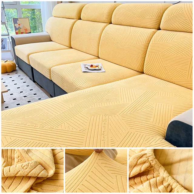 Jacquard Sofa Seat Cover Adjustable Removable Sofa Seat Cushion Cover Polar Fleece Stretch Washable L Shape Corner Sofa Slipcovers - Image 14