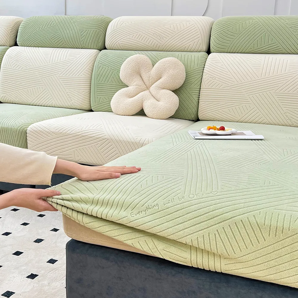 Jacquard Sofa Seat Cover Adjustable Removable Sofa Seat Cushion Cover Polar Fleece Stretch Washable L Shape Corner Sofa Slipcovers - Image 5