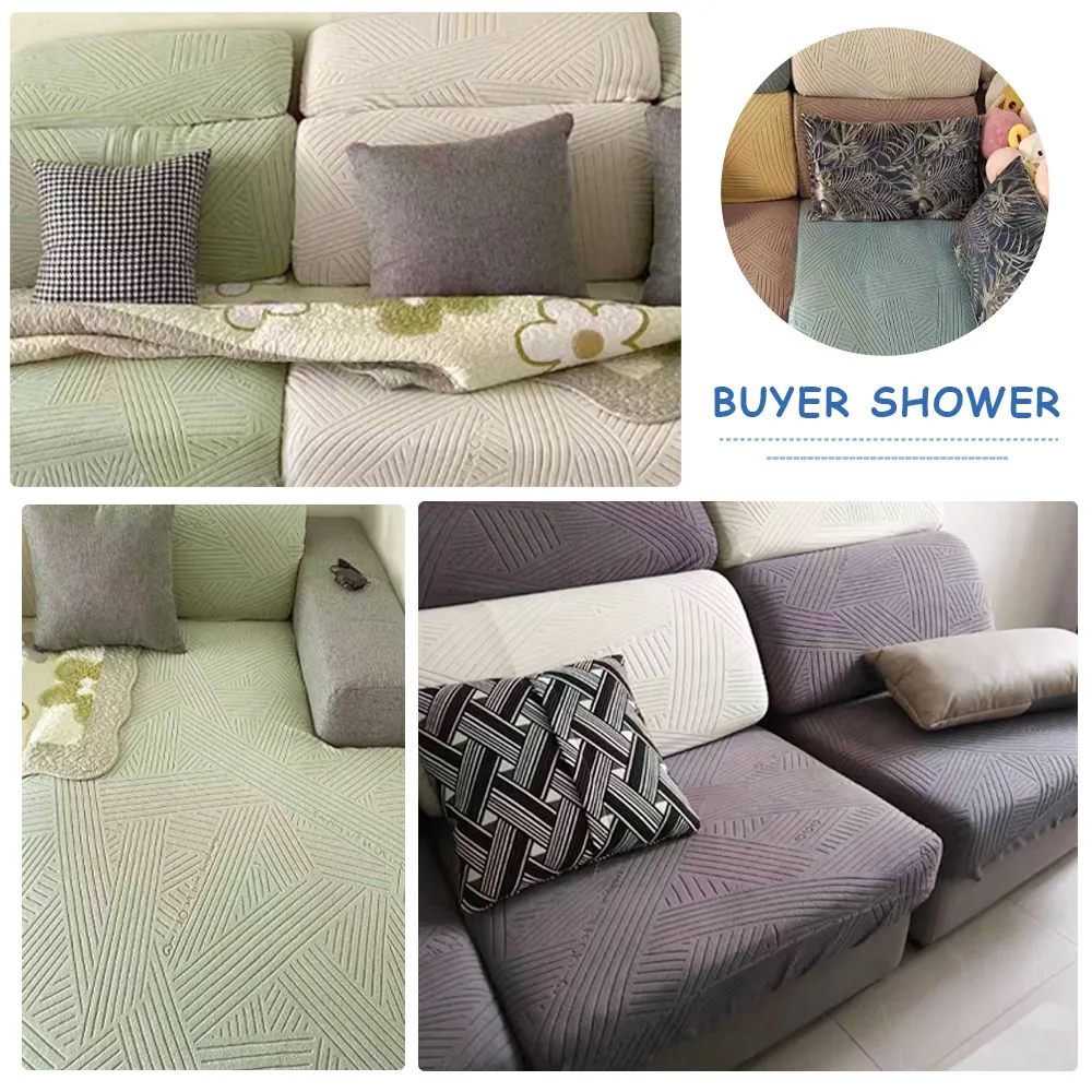 Jacquard Sofa Seat Cover Adjustable Removable Sofa Seat Cushion Cover Polar Fleece Stretch Washable L Shape Corner Sofa Slipcovers - Image 6