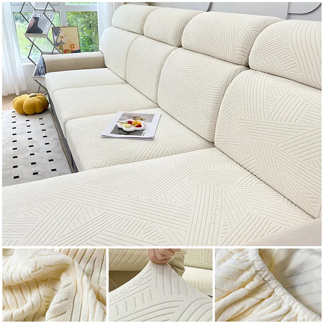 Jacquard Sofa Seat Cover Adjustable Removable Sofa Seat Cushion Cover Polar Fleece Stretch Washable L Shape Corner Sofa Slipcovers - Image 7