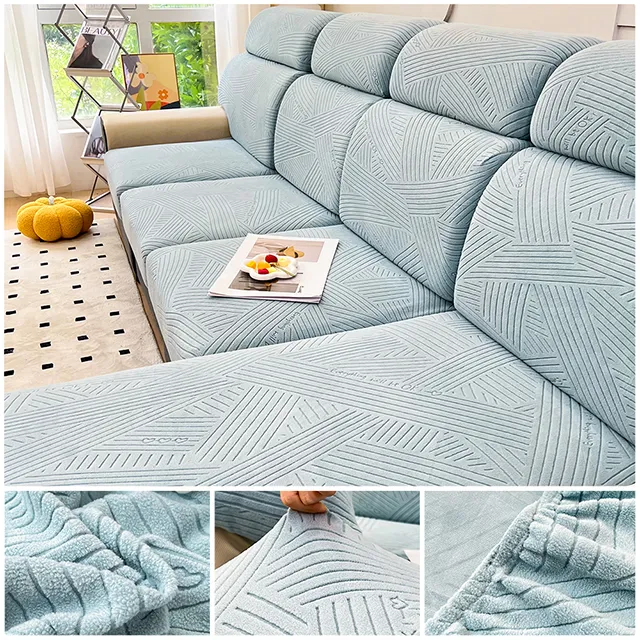 Jacquard Sofa Seat Cover Adjustable Removable Sofa Seat Cushion Cover Polar Fleece Stretch Washable L Shape Corner Sofa Slipcovers - Image 8