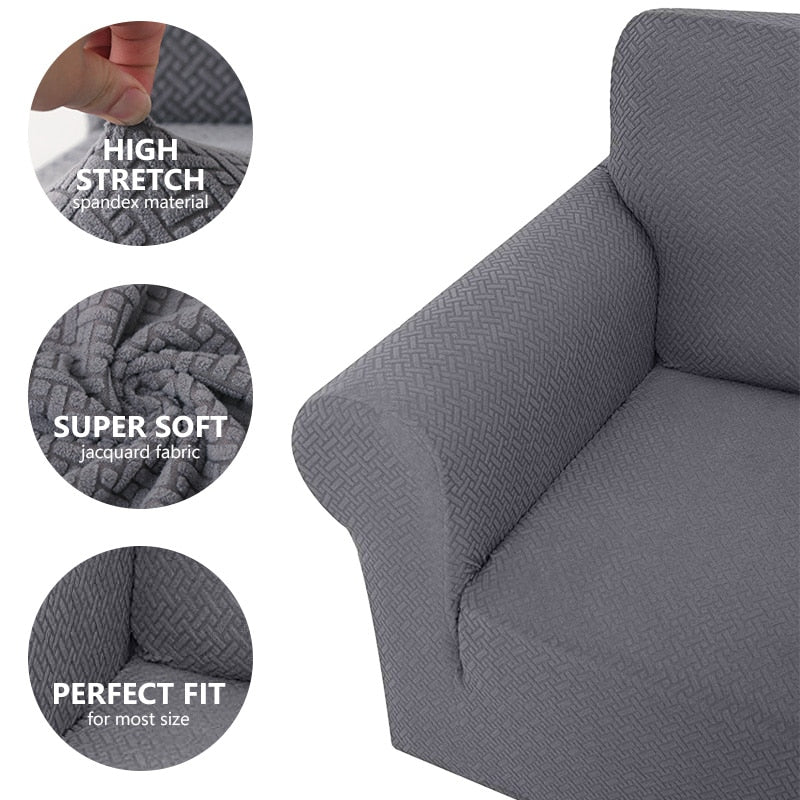 Jacquard Stretch Sofa Cover Elastic Sofa Slipcover Sectional Couch Cover Furniture Protector 1/2/3/4 Seater Thick Sofa Protector - Image 4