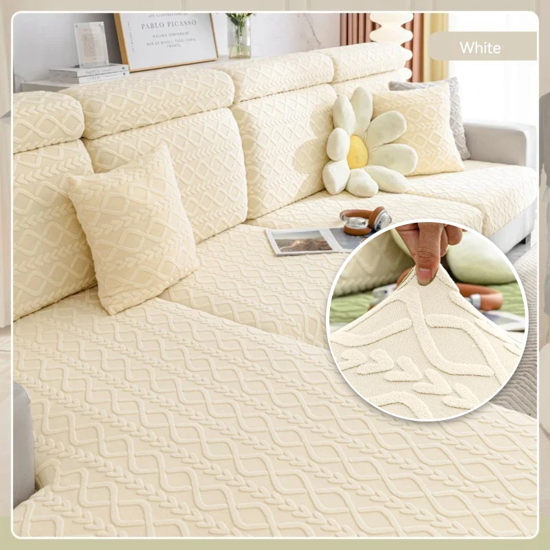 Jacquard Velvet Sofa Covers Seat Cushion Covers For Living Room Solid Color Sofa Cover Stretch Furniture Protector For Pets Kids - Image 10