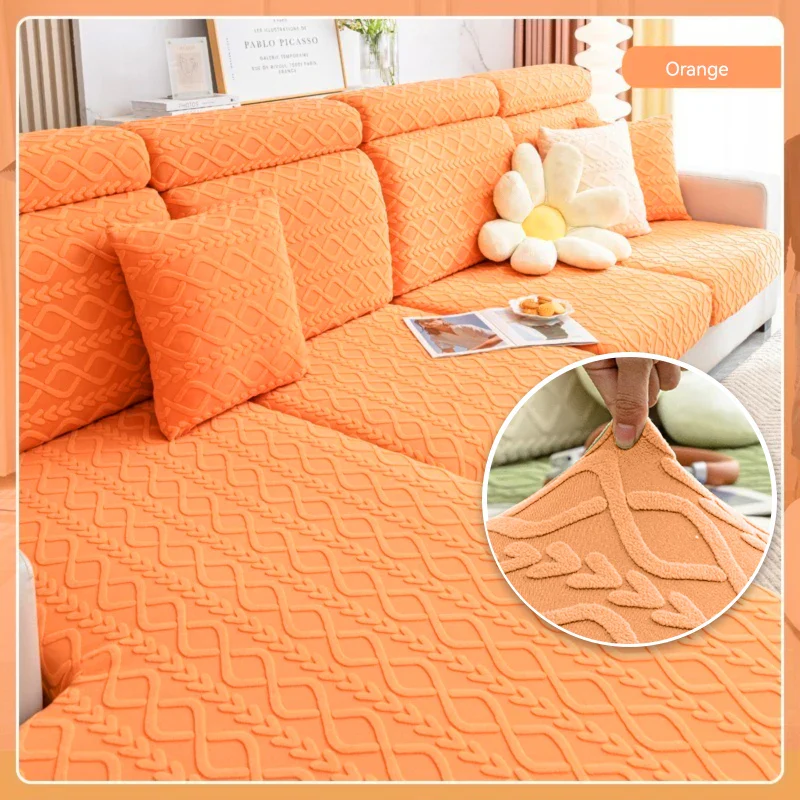 Jacquard Velvet Sofa Covers Seat Cushion Covers For Living Room Solid Color Sofa Cover Stretch Furniture Protector For Pets Kids - Image 12