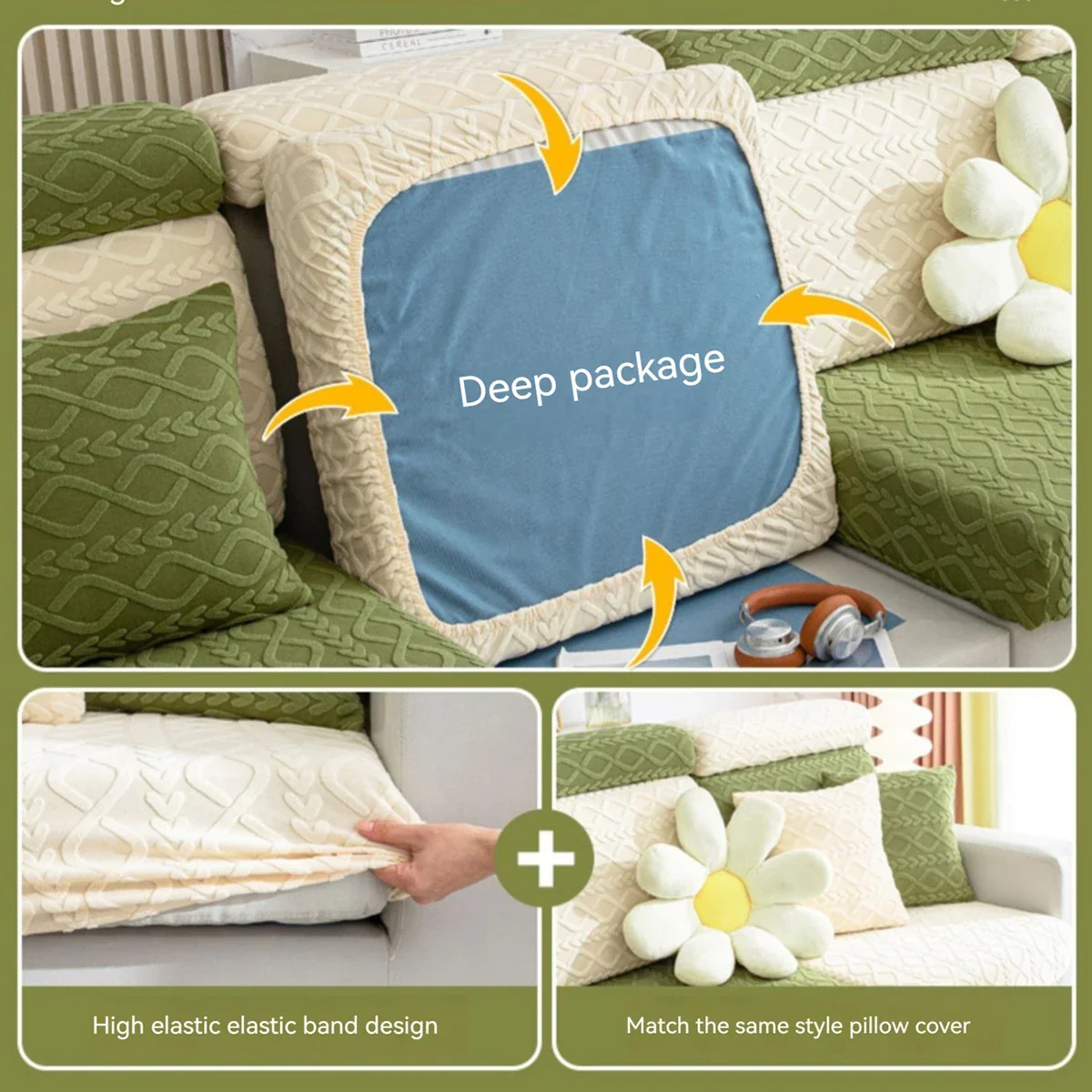 Jacquard Velvet Sofa Covers Seat Cushion Covers For Living Room Solid Color Sofa Cover Stretch Furniture Protector For Pets Kids - Image 5