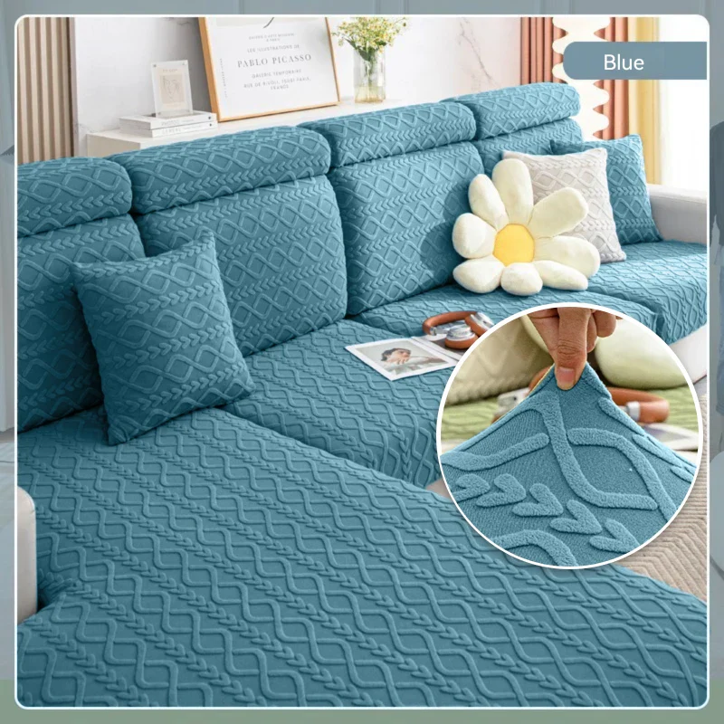 Jacquard Velvet Sofa Covers Seat Cushion Covers For Living Room Solid Color Sofa Cover Stretch Furniture Protector For Pets Kids - Image 7