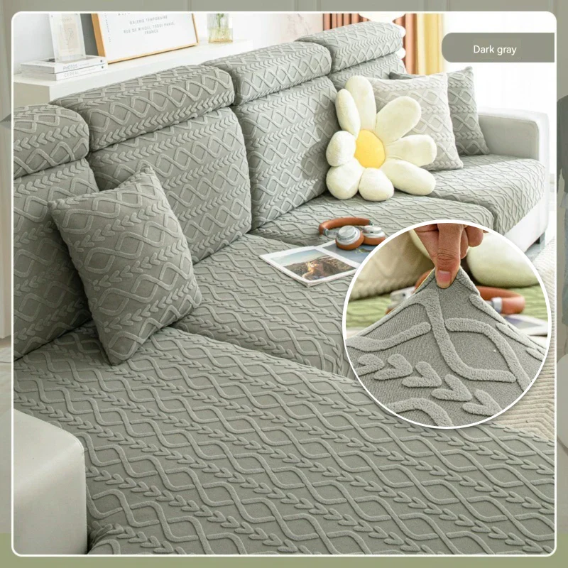 Jacquard Velvet Sofa Covers Seat Cushion Covers For Living Room Solid Color Sofa Cover Stretch Furniture Protector For Pets Kids - Image 8