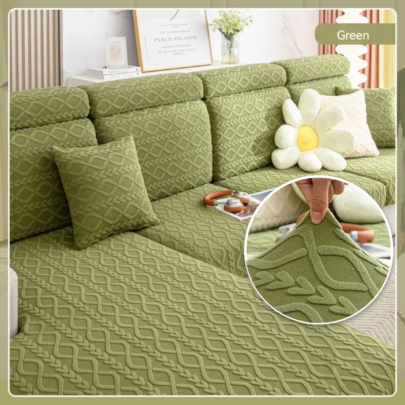 Jacquard Velvet Sofa Covers Seat Cushion Covers For Living Room Solid Color Sofa Cover Stretch Furniture Protector For Pets Kids - Image 9