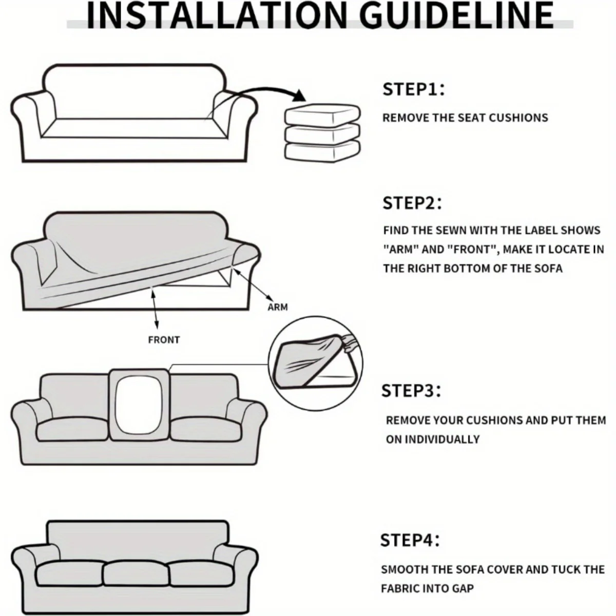 Jacquard Water-Resistant Sofa Slipcover Set 2/3/4 Piece Stretch Couch Covers Furniture Protectors Couch Cover With Cushion Covers - Image 6