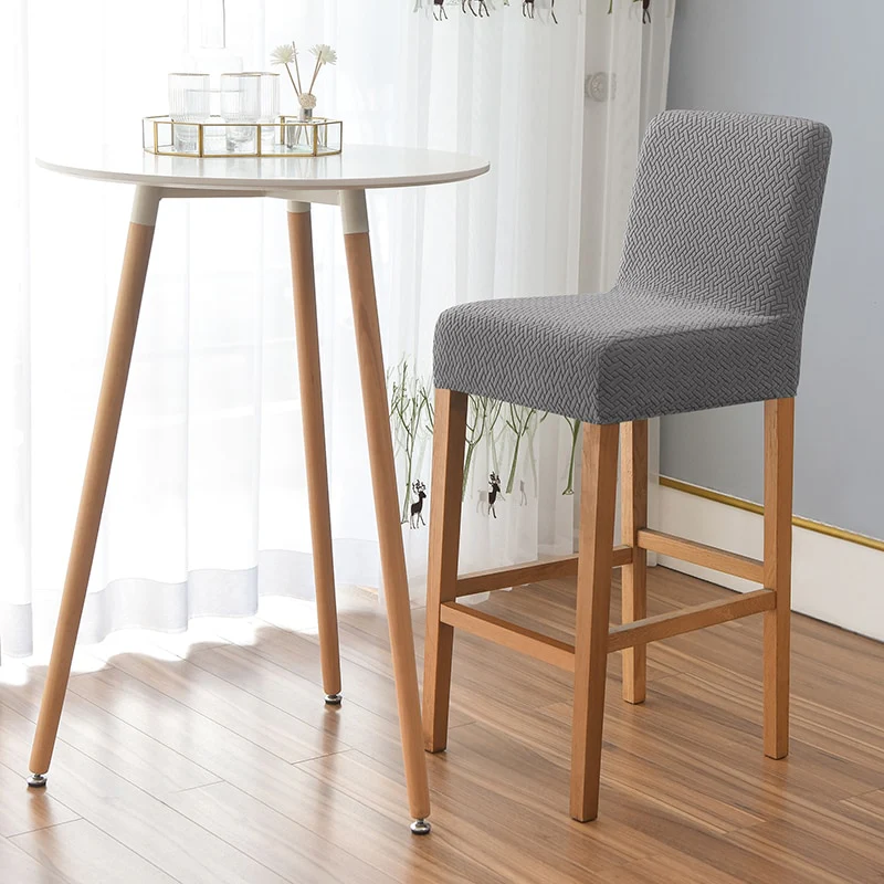 Luxury Plaid Fabric Bar Chair Cover Stretch Short Back Chairs Covers Small Size Bar Stool Anti-Slip Seat Covers for Kitchen Home Hotel - Image 5