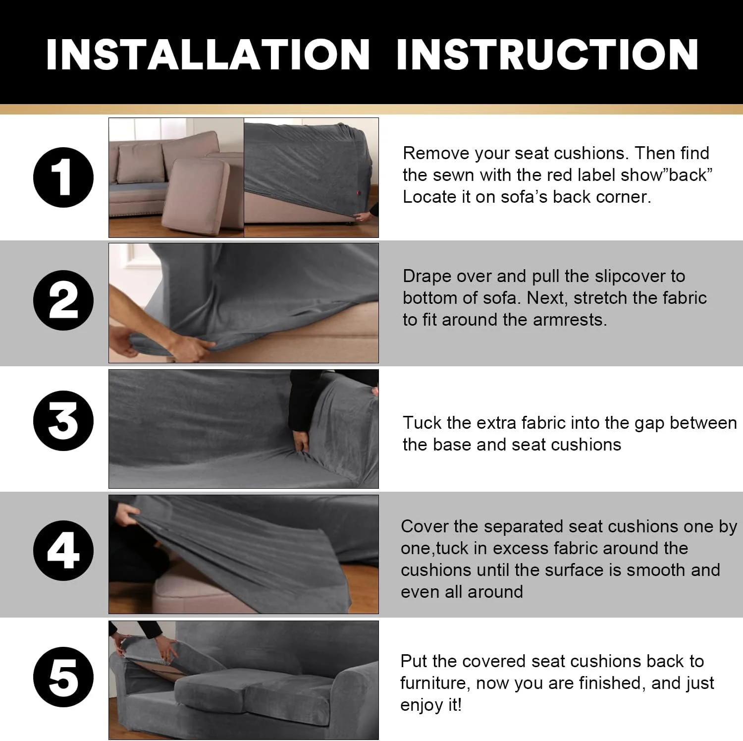 Luxury Real Velvet Stretch Sofa Covers Stretch Velvet Couch Covers for Cushion Sofa Slipcovers Soft Sofa Slip Covers Furniture Covers Cushion Covers Machine Washable - Image 11