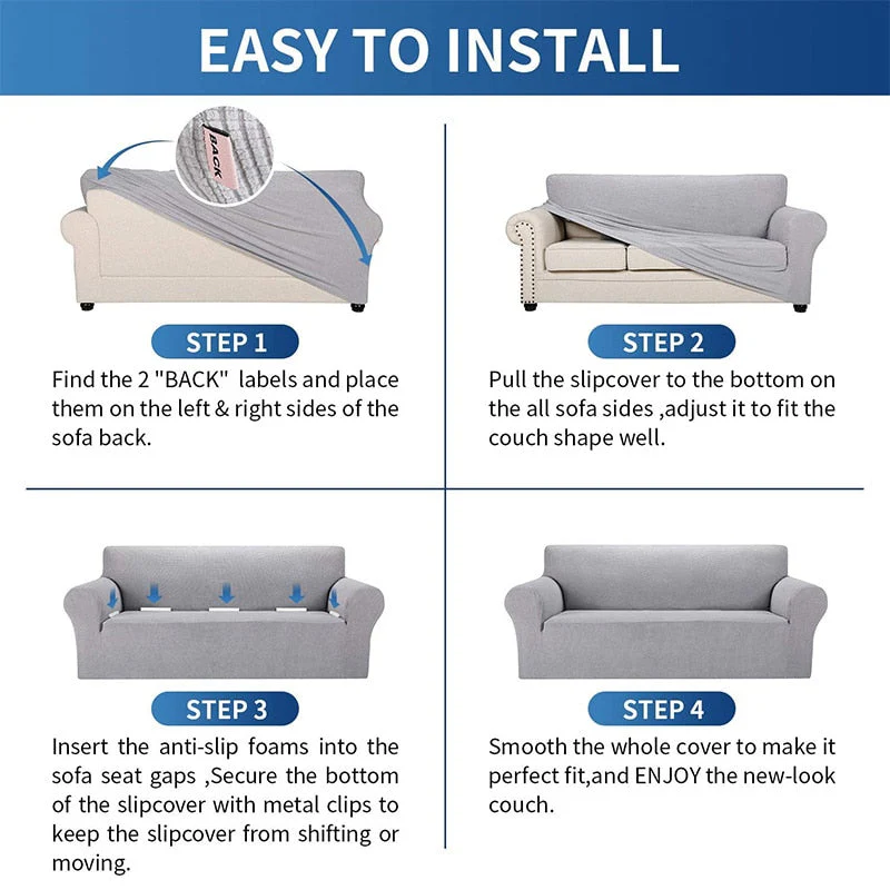 New 2025 Sofa Cover Solid Color Jacquard Fabric Couch Cover Stretch Slipcovers Big Elastic Stretch 1/2/3/4 Sofa Protector Covers - Image 4