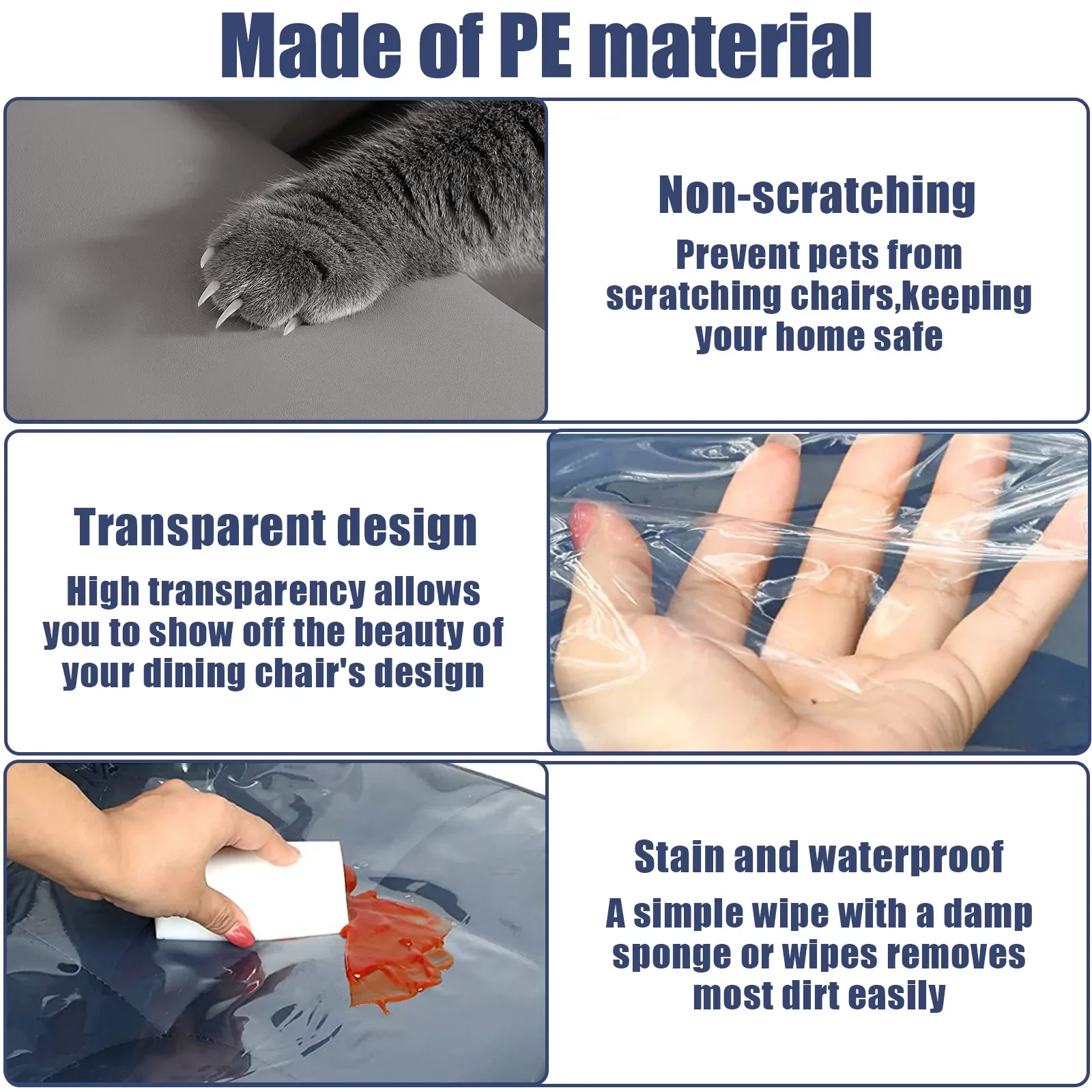 New Couch Cover Pet Plastic Cover Transparent Cat Scratch Protector Waterproof Sofa Covers for Protection Against Cat Dog Clawing - Image 3