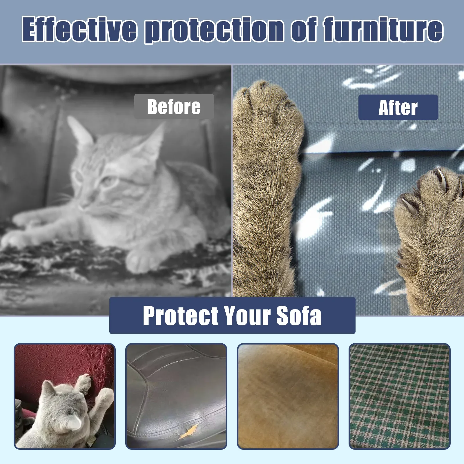 New Couch Cover Pet Plastic Cover Transparent Cat Scratch Protector Waterproof Sofa Covers for Protection Against Cat Dog Clawing - Image 4