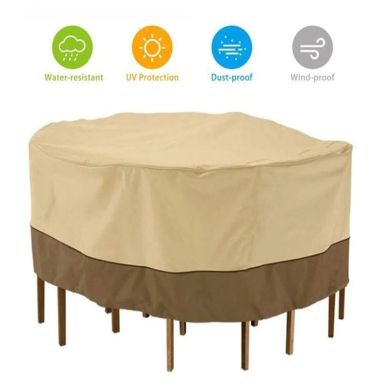 Outdoor Garden Furniture Cover Round Table Chair Dust Cover Set Home Waterproof 210D Oxford Cloth Rain Sofa Protector Covers - Image 9