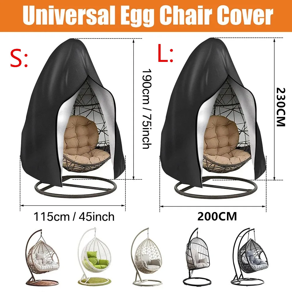 Patio Hanging Egg Chair Cover with Zipper Waterproof Windproof Swing Chair Covers with Buckle Outdoor Weather Resisatant - Image 5
