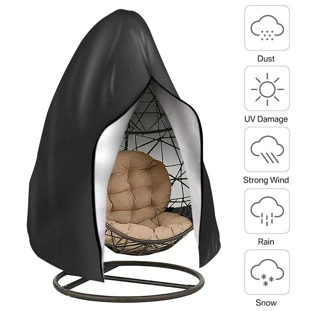 Patio Hanging Egg Chair Cover with Zipper Waterproof Windproof Swing Chair Covers with Buckle Outdoor Weather Resisatant - Image 6