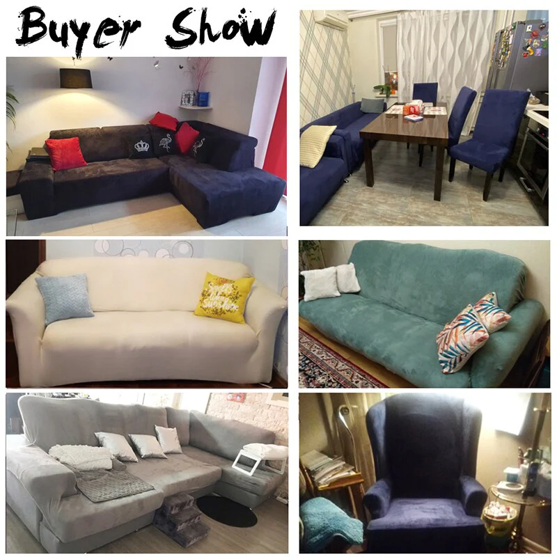 Plush Sofa Cover For Living Room Elastic Furniture Couch Slipcover Washable Chaise Longue Corner Sofa Cover Stretch - Image 6