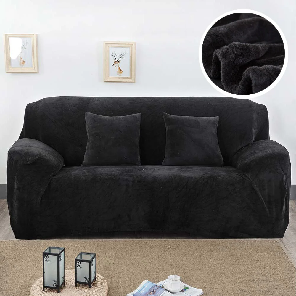 Plush Thicken Sofa Cover Stretch Corner Elastic Couch Covers Blankets Sectional Slipcover Decor 1/2/3/4 Seater  L Shape Seat Slipcovers Settee Covers - Image 14