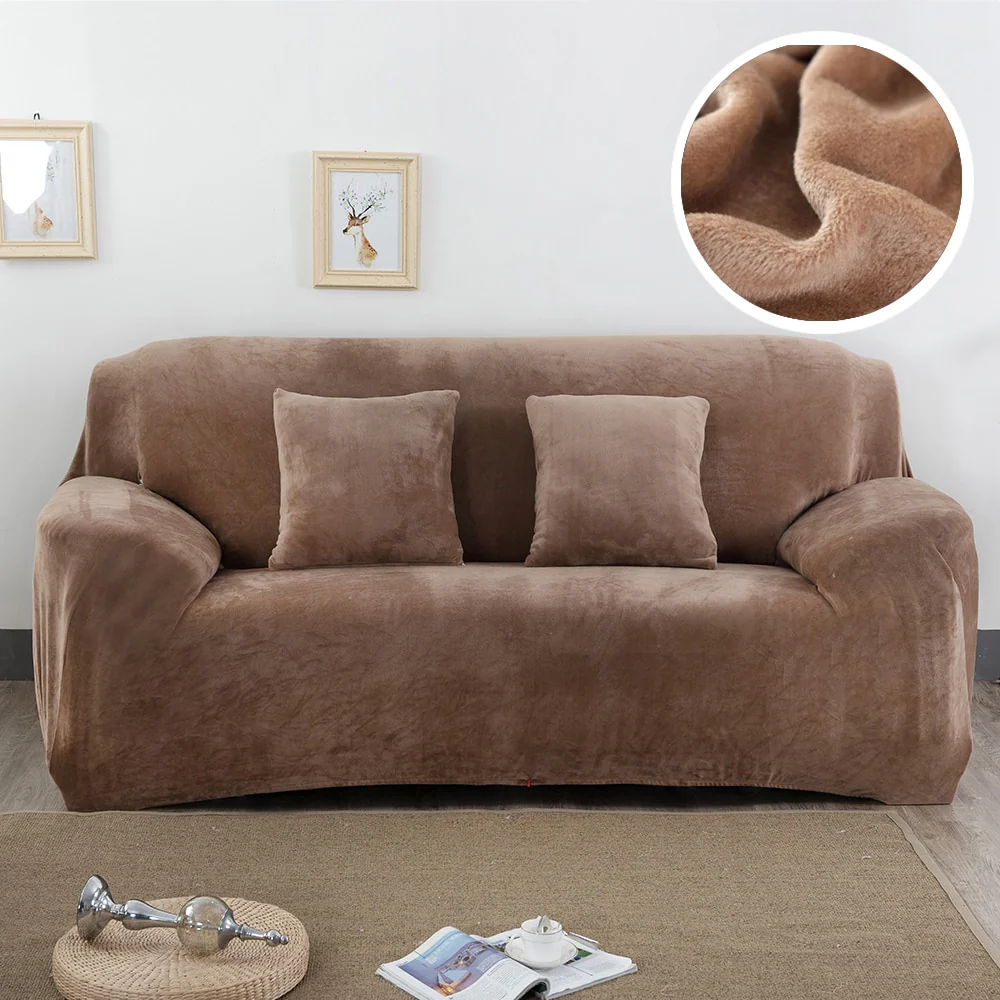 Plush Thicken Sofa Cover Stretch Corner Elastic Couch Covers Blankets Sectional Slipcover Decor 1/2/3/4 Seater  L Shape Seat Slipcovers Settee Covers - Image 16