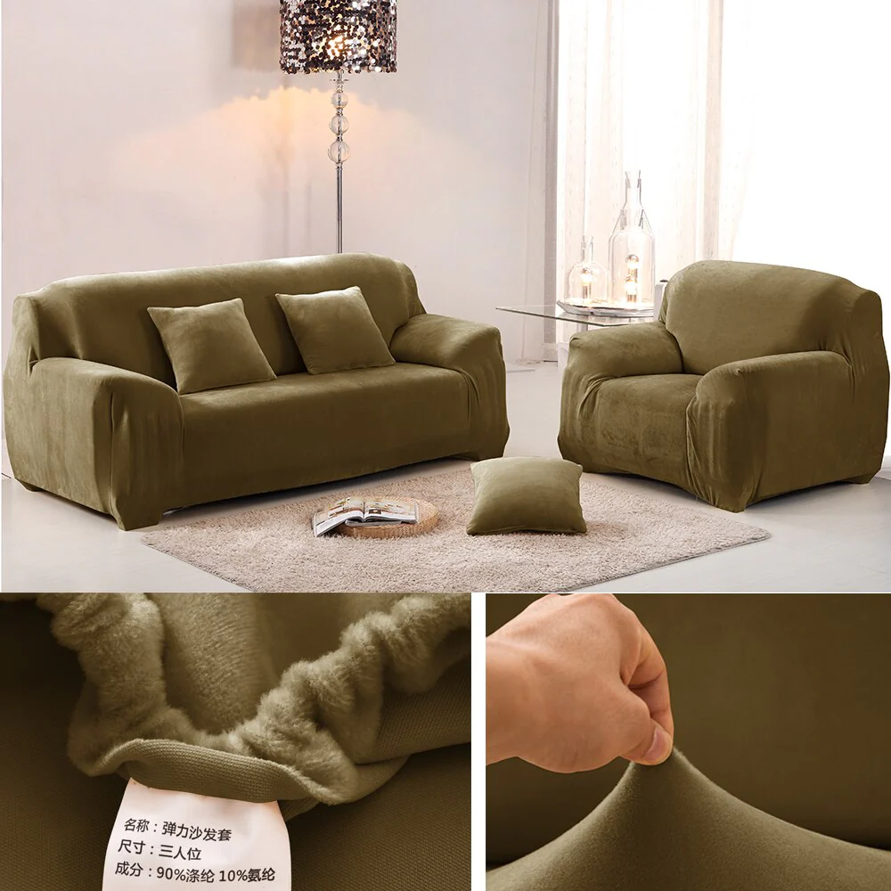 Plush Thicken Sofa Cover Stretch Corner Elastic Couch Covers Blankets Sectional Slipcover Decor 1/2/3/4 Seater  L Shape Seat Slipcovers Settee Covers - Image 19