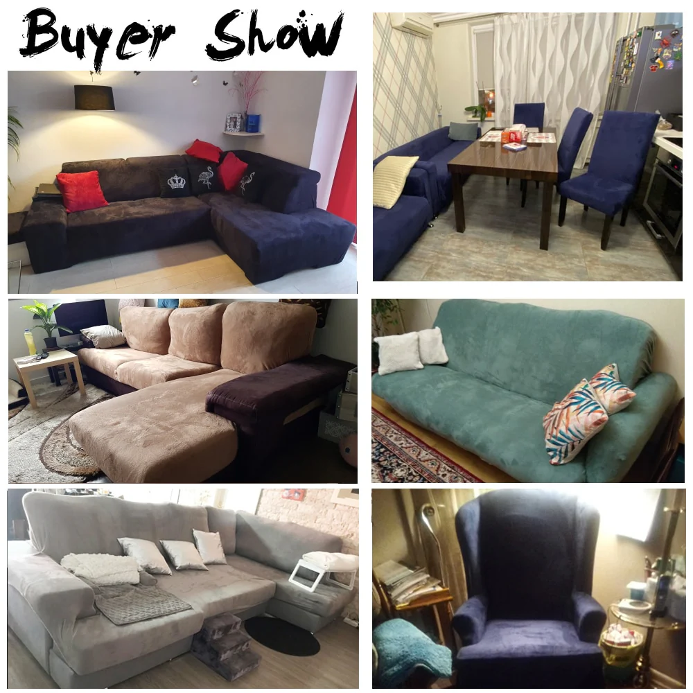 Plush Thicken Sofa Cover Stretch Corner Elastic Couch Covers Blankets Sectional Slipcover Decor 1/2/3/4 Seater  L Shape Seat Slipcovers Settee Covers - Image 4