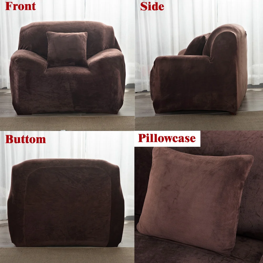 Plush Thicken Sofa Cover Stretch Corner Elastic Couch Covers Blankets Sectional Slipcover Decor 1/2/3/4 Seater  L Shape Seat Slipcovers Settee Covers - Image 5