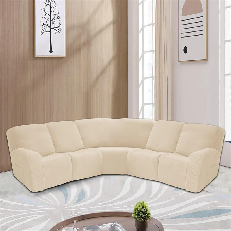 Polar Fleece 5 Seater Recliner Chair Covers Stretch Spandex Sectional Sofa Slipcovers Non Slip Armchair Covers - Image 10