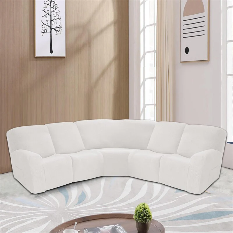 Polar Fleece 5 Seater Recliner Chair Covers Stretch Spandex Sectional Sofa Slipcovers Non Slip Armchair Covers - Image 13
