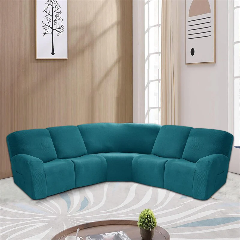 Polar Fleece 5 Seater Recliner Chair Covers Stretch Spandex Sectional Sofa Slipcovers Non Slip Armchair Covers - Image 7