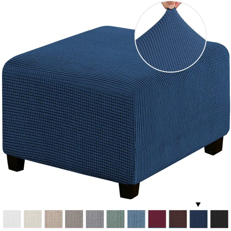 Polar Fleece Footstool Cover Durable Stretch Ottoman Cover Solid Color Footrest Slipcover for Living Room Furniture Protector - Image 13