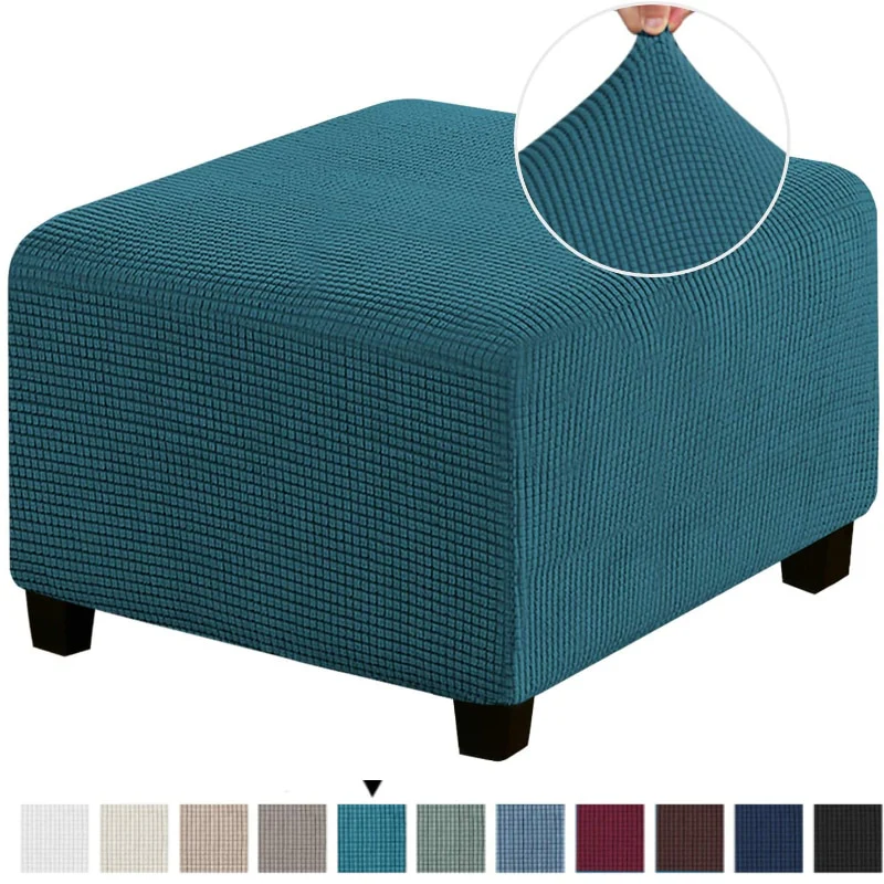 Polar Fleece Footstool Cover Durable Stretch Ottoman Cover Solid Color Footrest Slipcover for Living Room Furniture Protector - Image 16
