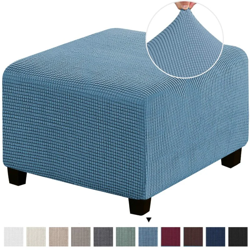 Polar Fleece Footstool Cover Durable Stretch Ottoman Cover Solid Color Footrest Slipcover for Living Room Furniture Protector - Image 17