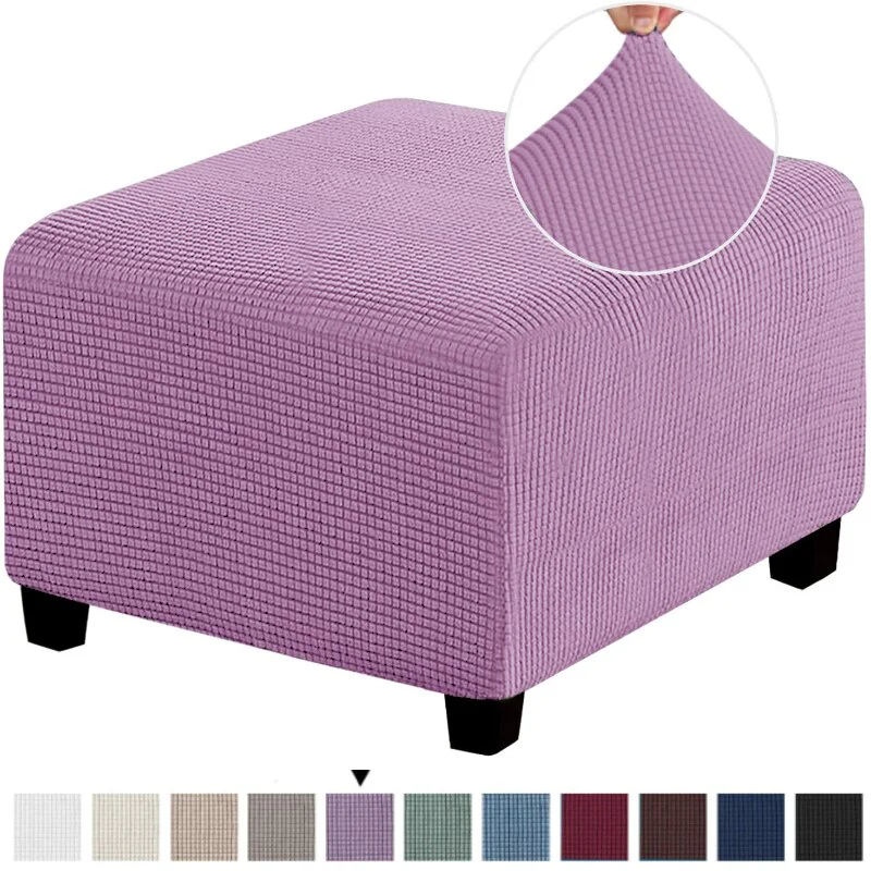 Polar Fleece Footstool Cover Durable Stretch Ottoman Cover Solid Color Footrest Slipcover for Living Room Furniture Protector - Image 18