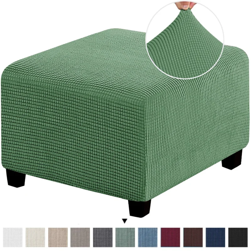 Polar Fleece Footstool Cover Durable Stretch Ottoman Cover Solid Color Footrest Slipcover for Living Room Furniture Protector - Image 20