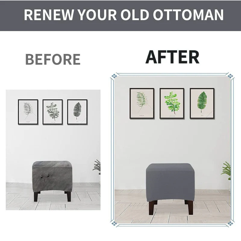 Polar Fleece Footstool Cover Durable Stretch Ottoman Cover Solid Color Footrest Slipcover for Living Room Furniture Protector - Image 3