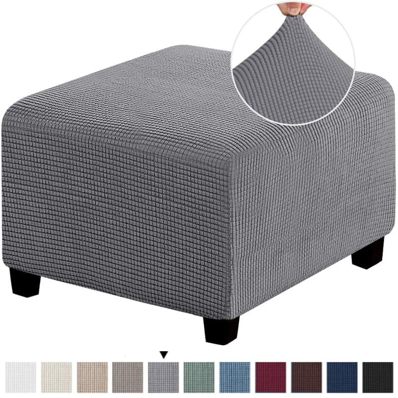 Polar Fleece Footstool Cover Durable Stretch Ottoman Cover Solid Color Footrest Slipcover for Living Room Furniture Protector - Image 7