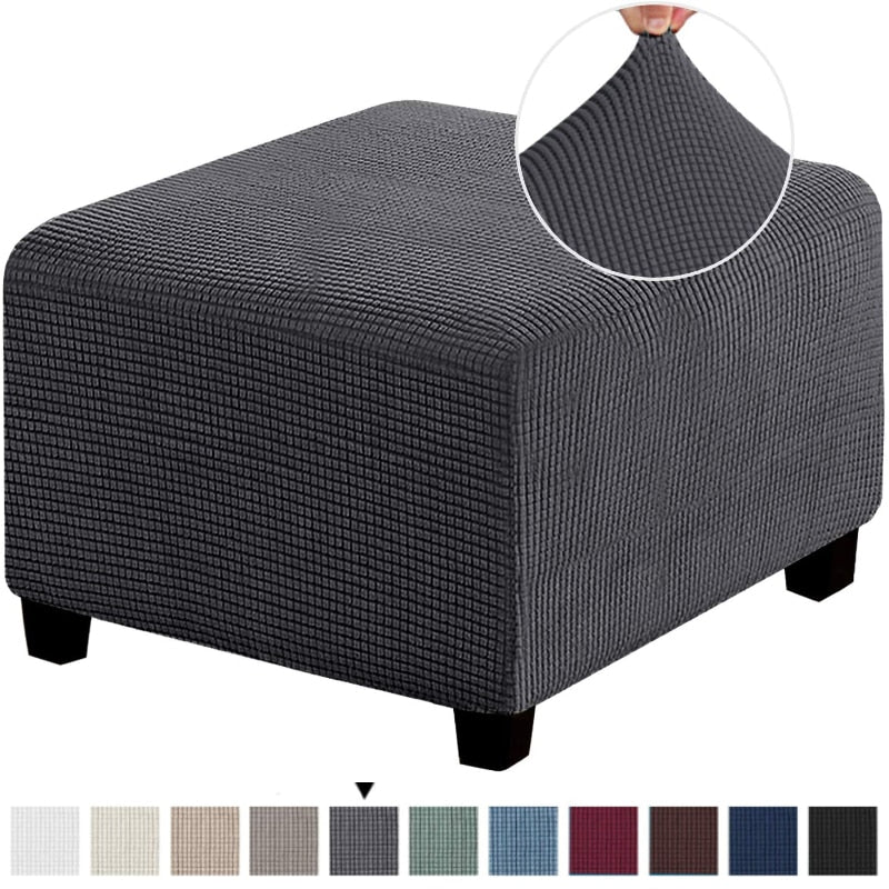 Polar Fleece Footstool Cover Durable Stretch Ottoman Cover Solid Color Footrest Slipcover for Living Room Furniture Protector - Image 9